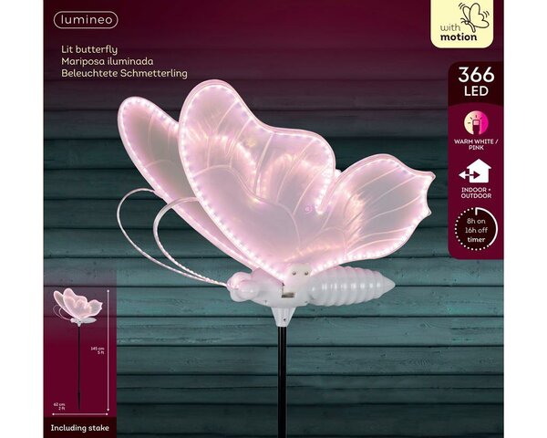 Vlinder met beweging 145 cm 366 lamps wit / violet - afbeelding 4