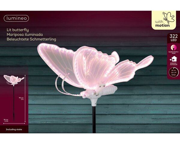 Vlinder met beweging 90 cm 322 lamps wit /violet - afbeelding 4