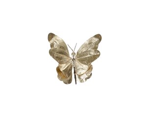 Vlinder op clip polyester 14 cm poeder roze
