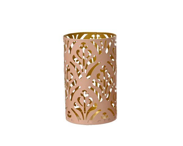 Windlicht ijzer 20 cm sparkling rose